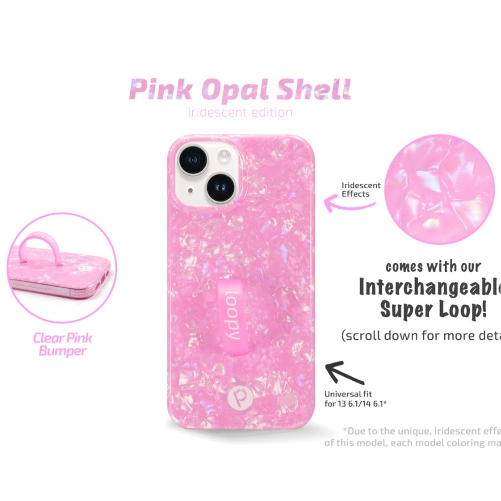 Loopy iPhone 13 case- pink opal shell